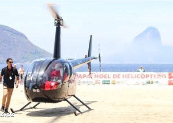 Emocionante chegada: Papai Noel pousa de helicóptero em Niterói