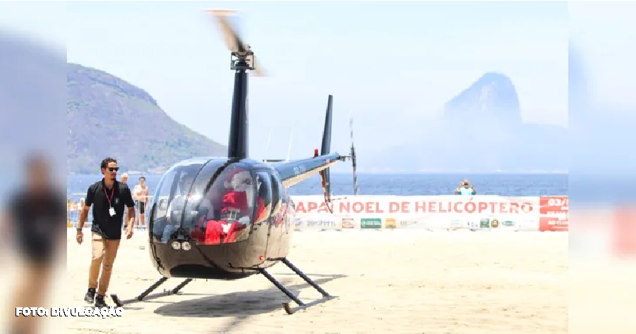 Emocionante chegada: Papai Noel pousa de helicóptero em Niterói