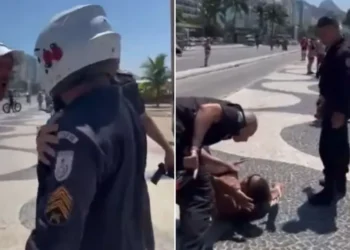 Ciclista e PMs discutem em calçadão de praia no Rio | Enfoco