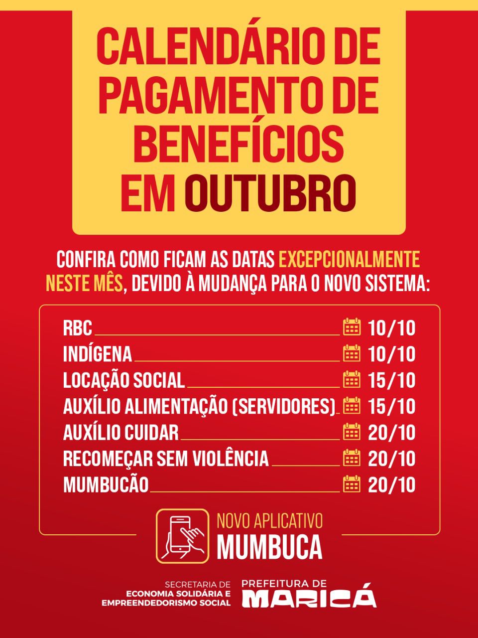 Prefeitura de Maricá divulga calendário de pagamento dos benefícios sociais do município
