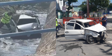 Carro cai em córrego na Zona Oeste do Rio e mobiliza equipes da prefeitura sem feridos