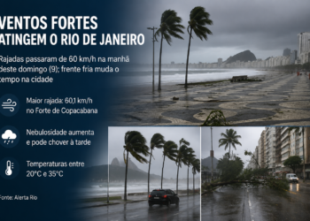 Rio: frente fria muda o tempo e registra rajadas acima de 60 km/h neste domingo (9)
